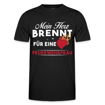 Mein Herz brennt für eine Feuerwehrfrau - Männer Funktions-T-Shirt - Schwarz - Vorne - AI Model Male 178 dark (178cm)