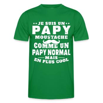Un papy moustache comme un papy normal - T-shirt sport Homme - vert - Devant - AI Model Male 178 dark (178cm)