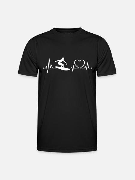 Water Skiing Heartbeat - Men's Functional T-Shirt - black