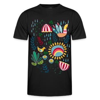 Lass es regnen. Skandinavisches Vintage Muster - Männer Funktions-T-Shirt - Schwarz - Vorne - AI Model Male 178 dark (178cm)