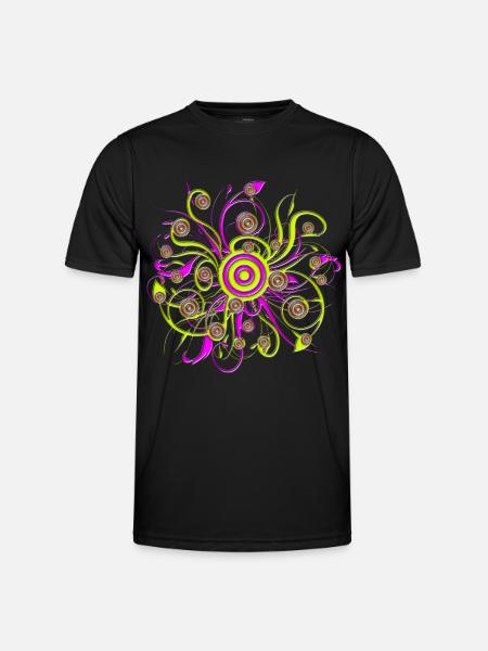 psychedelic flower - Männer Funktions-T-Shirt - Schwarz
