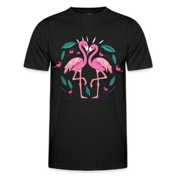 Trust and Affection - Flamingos of Love - Men's Functional T-Shirt - black - Front - AI Model Male 178 dark (178cm)