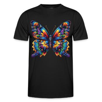 Beauté colorée : Papillon coloré - T-shirt sport Homme - noir - Devant - AI Model Male 178 dark (178cm)