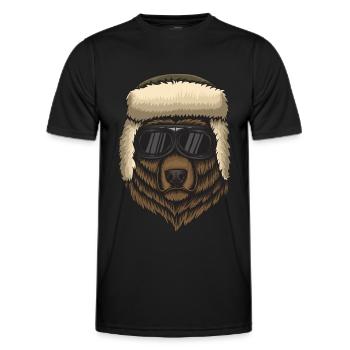 Ours avec des lunettes de soleil - T-shirt sport Homme - noir - Devant - AI Model Male 178 dark (178cm)