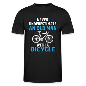 never underestimate an old man with a bicycle - Männer Funktions-T-Shirt - Schwarz - Vorne - AI Model Male 178 dark (178cm)