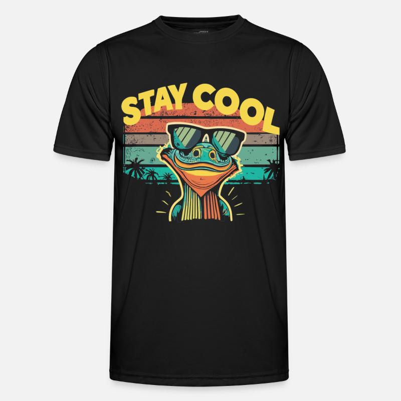 Retro Eidechse mit Sonnenbrille - Männer Funktions-T-Shirt - Schwarz