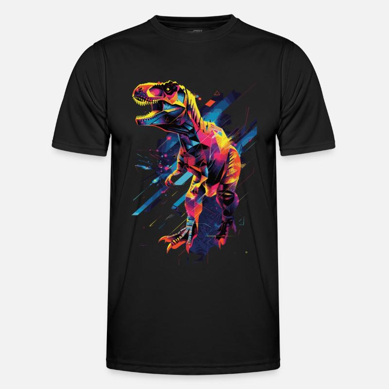 T-Rex - Männer Funktions-T-Shirt - Schwarz