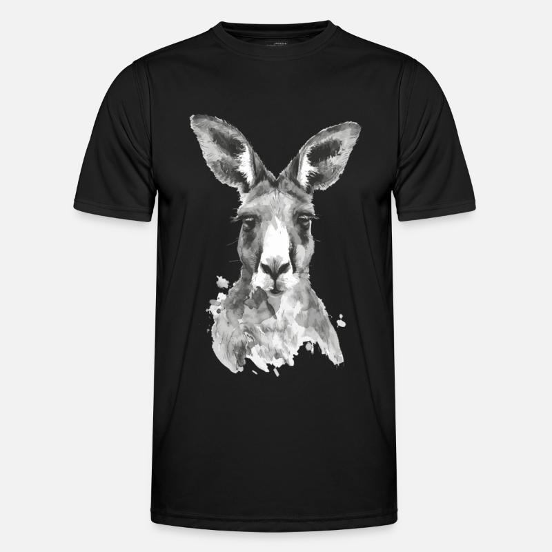 Känguru - Männer Funktions-T-Shirt - Schwarz