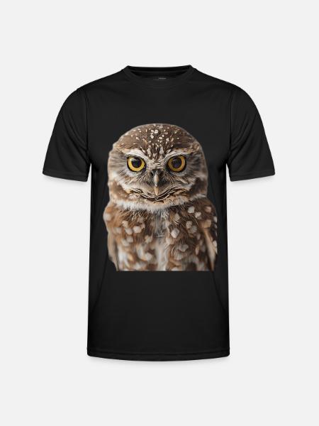 Eule - Männer Funktions-T-Shirt - Schwarz