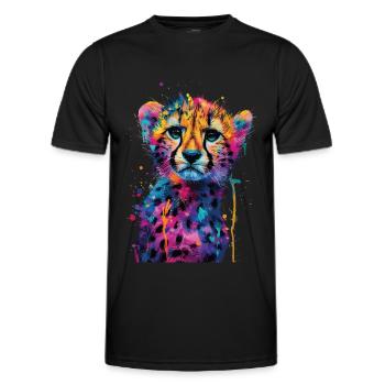 Gepard - Männer Funktions-T-Shirt - Schwarz - Vorne - AI Model Male 178 dark (178cm)