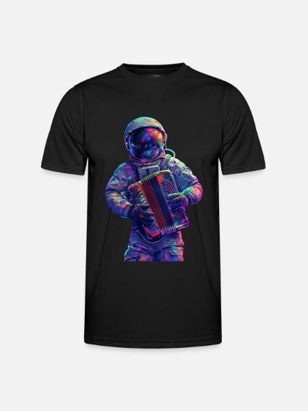 Astronaut Akkordeon - Männer Funktions-T-Shirt - Schwarz