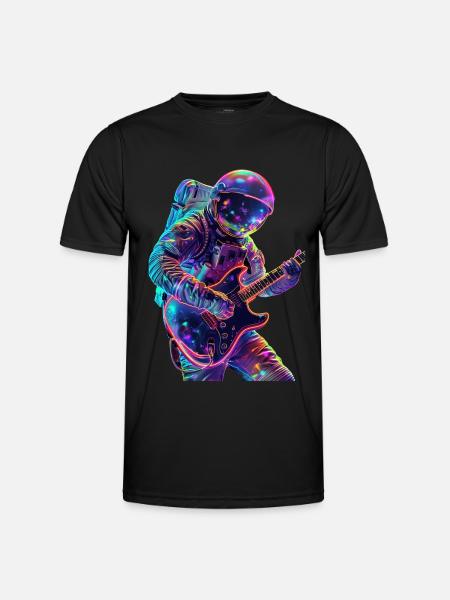 Astronaut Gitarre - Männer Funktions-T-Shirt - Schwarz