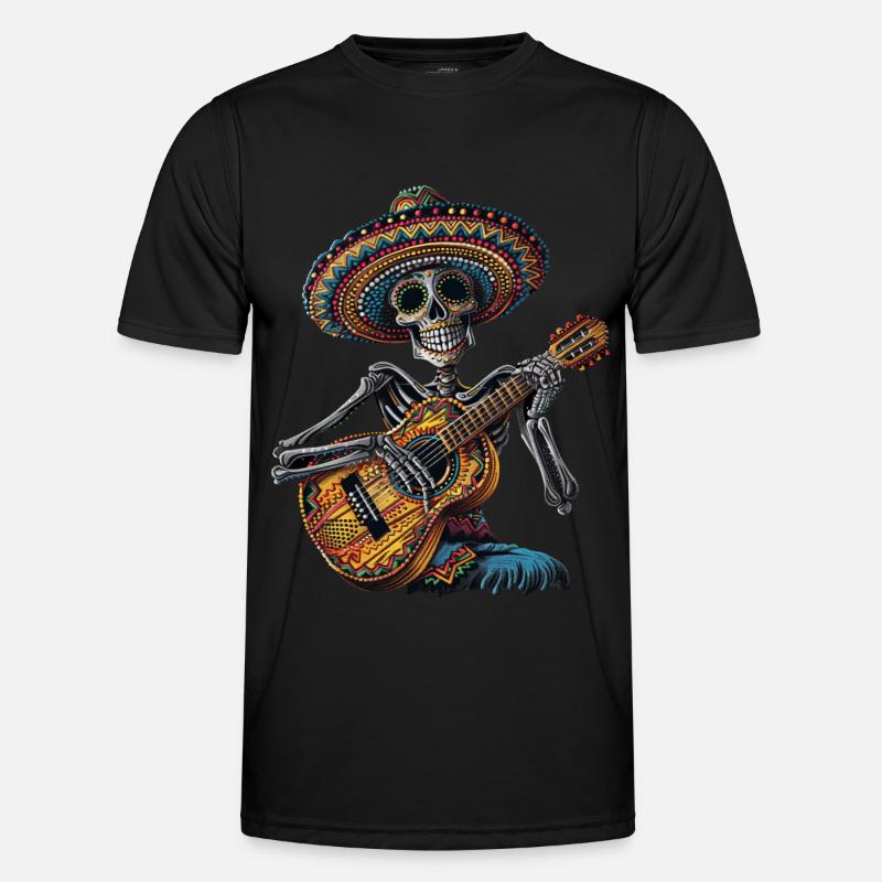 Ukulele Mexican Skeleton - Men's Functional T-Shirt - black