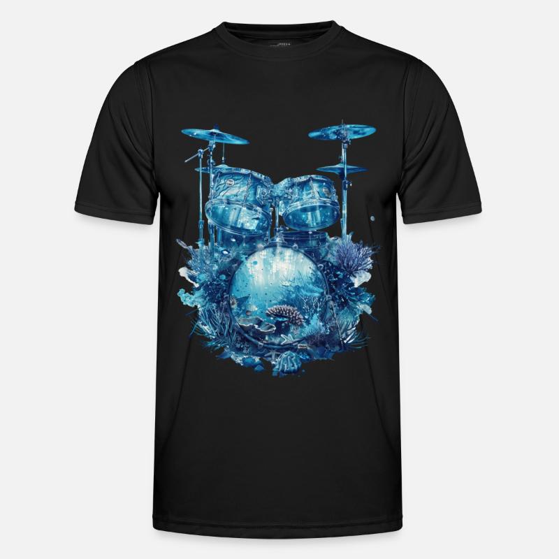 Fisch Trommeln Männer Funktions-T-Shirt