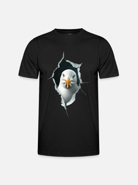 Möwe - Männer Funktions-T-Shirt - Schwarz