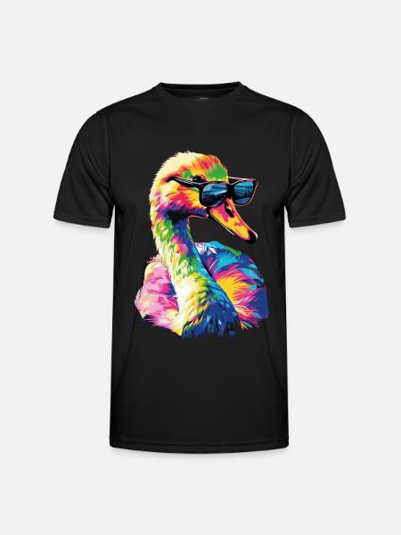 Schwan - Männer Funktions-T-Shirt - Schwarz