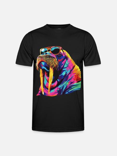 Walross - Männer Funktions-T-Shirt - Schwarz