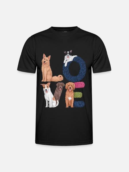 Liebe Hunde - Männer Funktions-T-Shirt - Schwarz