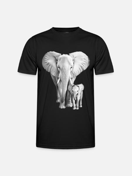 Elefant - Männer Funktions-T-Shirt - Schwarz