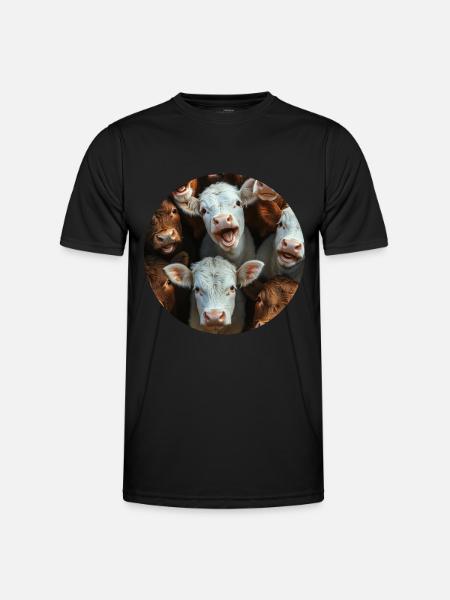 Kuh - Männer Funktions-T-Shirt - Schwarz
