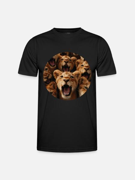 Löwe - Männer Funktions-T-Shirt - Schwarz