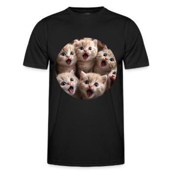 Schottische Faltohrkatze - Männer Funktions-T-Shirt - Schwarz - Vorne - AI Model Male 178 dark (178cm)