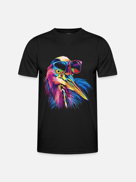 Reiher Vogel - Männer Funktions-T-Shirt - Schwarz