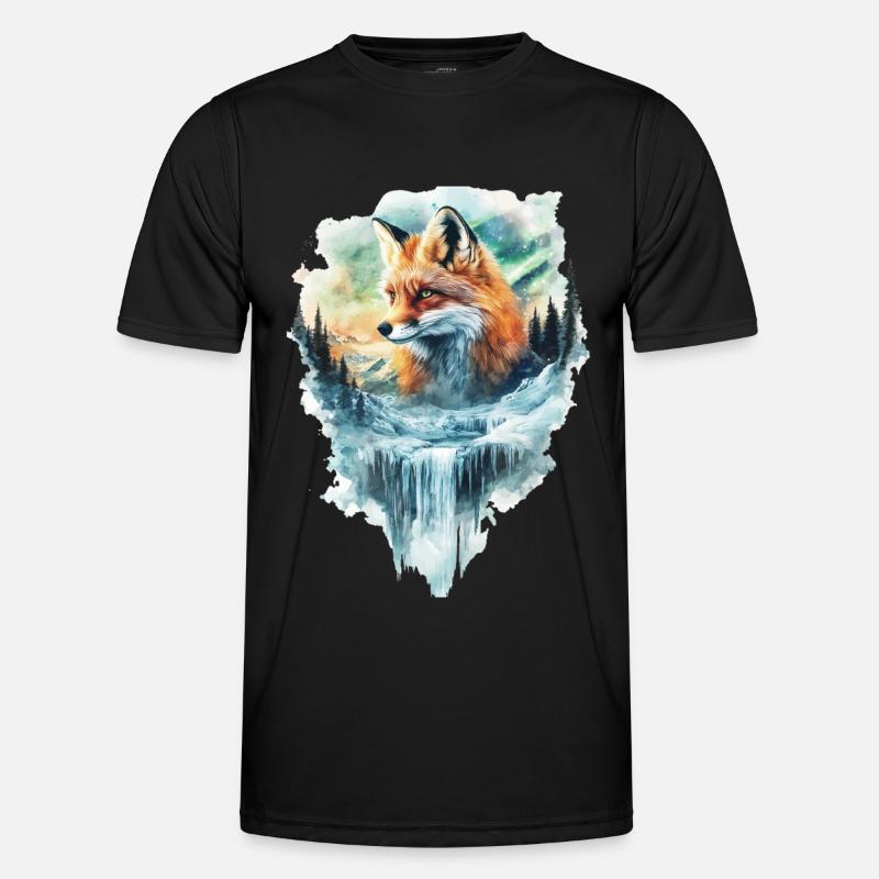 Fuchs - Männer Funktions-T-Shirt - Schwarz