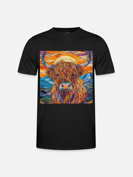 Hochlandrind - Männer Funktions-T-Shirt - Schwarz
