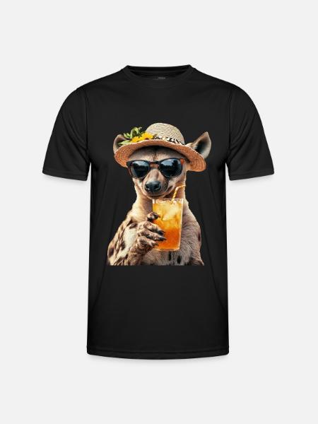 Hyäne - Männer Funktions-T-Shirt - Schwarz