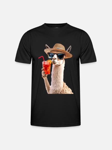 Lama - Männer Funktions-T-Shirt - Schwarz