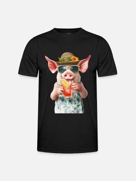 Schwein - Männer Funktions-T-Shirt - Schwarz