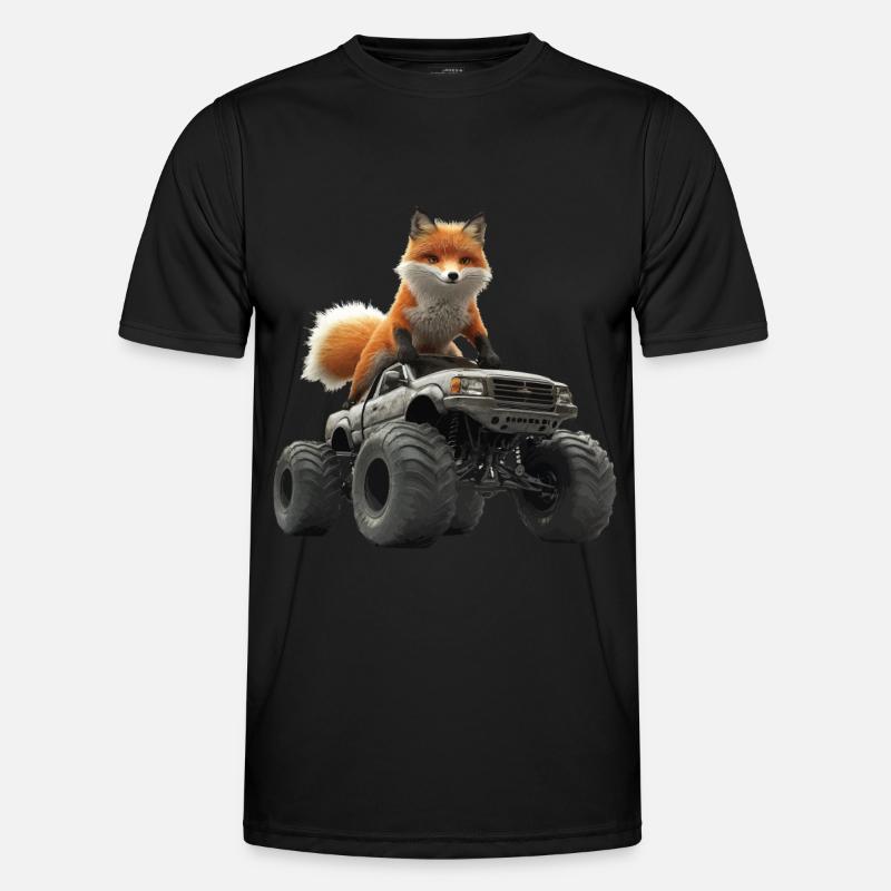 Fuchs - Männer Funktions-T-Shirt - Schwarz
