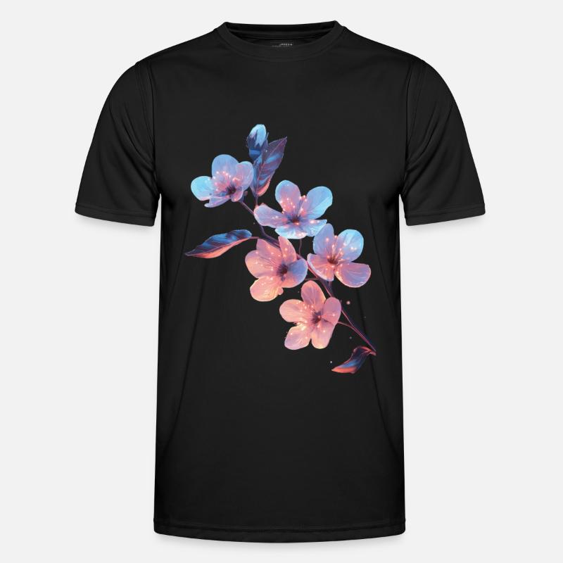 Pfirsichblüten - Männer Funktions-T-Shirt - Schwarz