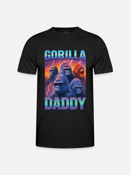 Gorilla-Papa - Männer Funktions-T-Shirt - Schwarz
