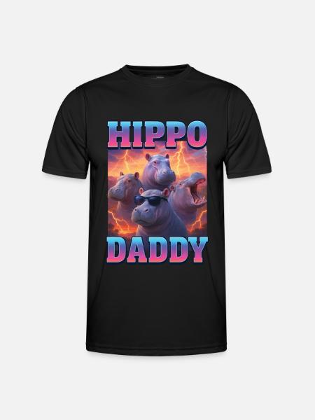 Nilpferd-Papa - Männer Funktions-T-Shirt - Schwarz