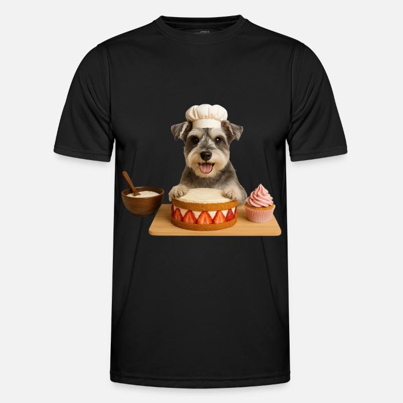 Miniature Schnauzer Baking Cake Cookies - Men's Functional T-Shirt - black