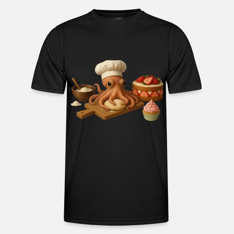 Octopus Baking Cake Bread - Men's Functional T-Shirt - black