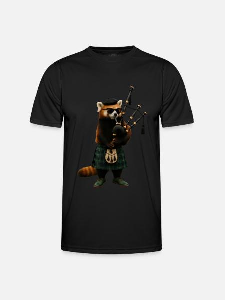 Roter Panda Dudelsack - Männer Funktions-T-Shirt - Schwarz