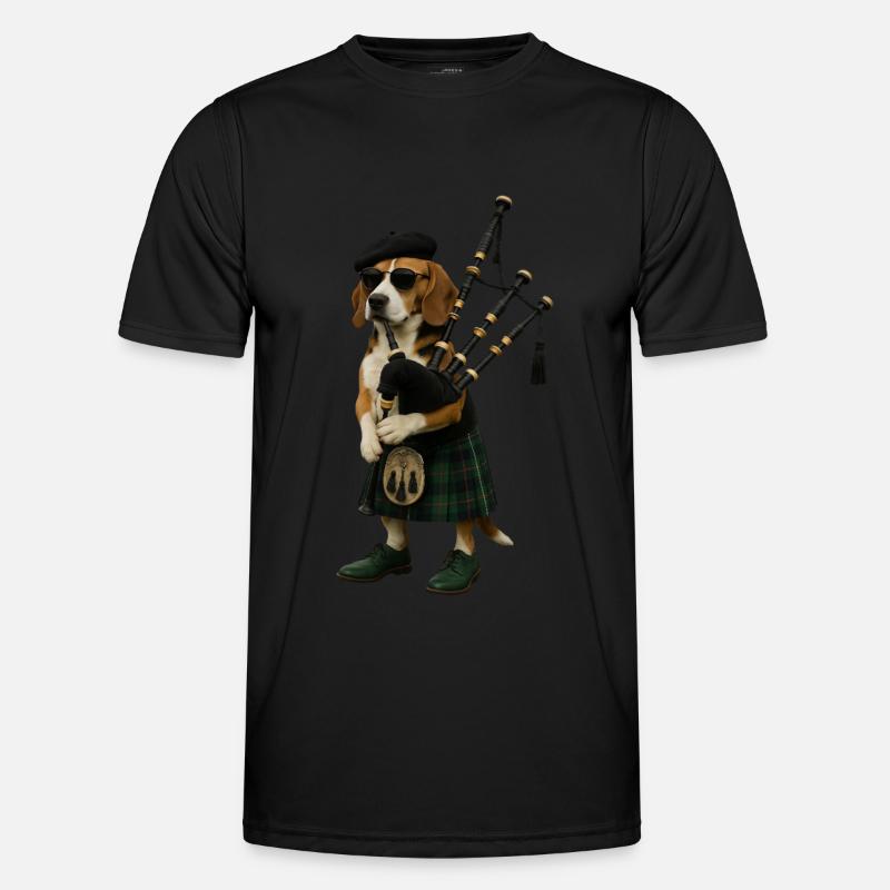 Beagle Dudelsack - Männer Funktions-T-Shirt - Schwarz