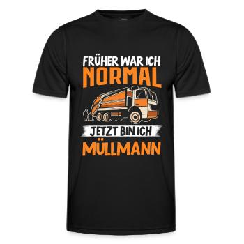 Müllabfuhr Müllauto Müllwagen Müllmann Geschenk - Männer Funktions-T-Shirt - Schwarz - Vorne - AI Model Male 178 dark (178cm)