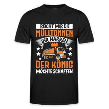 Müllmann Müllauto Müllwagen Müllabfuhr Geschenk - Männer Funktions-T-Shirt - Schwarz - Vorne - AI Model Male 178 dark (178cm)