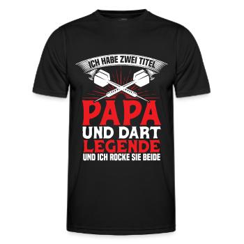 Papa Und Dart Legende Dartboard Darts Geschenk - Männer Funktions-T-Shirt - Schwarz - Vorne - AI Model Male 178 dark (178cm)
