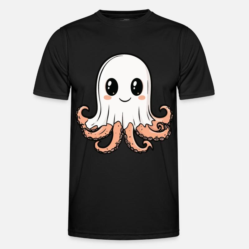 Octopus Halloween Funny Ghost - Men's Functional T-Shirt - black