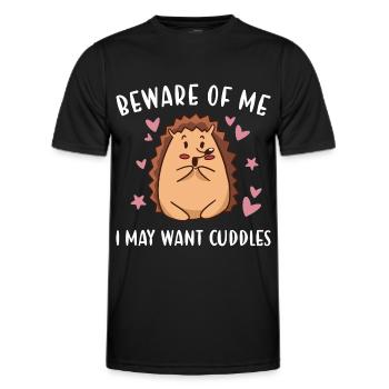 Hedgie Beware Of My Hedgehog - Men's Functional T-Shirt - black - Front - AI Model Male 178 dark (178cm)
