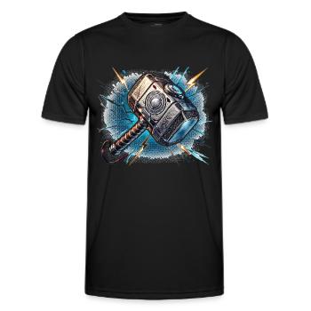 Thor's hammer with thunder effects - Men's Functional T-Shirt - black - Front - AI Model Male 178 dark (178cm)