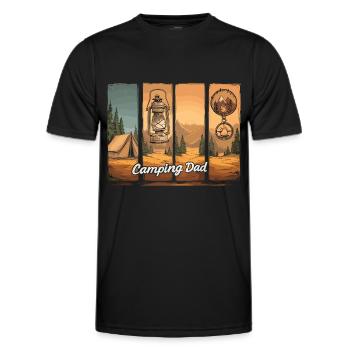 Camping Dad – Outdoor Abenteuer - Männer Funktions-T-Shirt - Schwarz - Vorne - AI Model Male 178 dark (178cm)