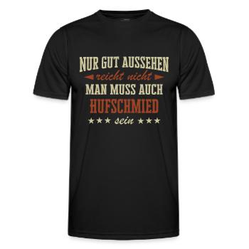 Hufschmied Hufe Schmied Tierhufen Hufeisen Spruch - Männer Funktions-T-Shirt - Schwarz - Vorne - AI Model Male 178 dark (178cm)