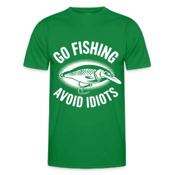 Aller à la pêche, éviter les gens, se reposer au bord de l’eau - T-shirt sport Homme - vert - Devant - AI Model Male 178 dark (178cm)