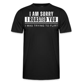 Je suis désolé de t’avoir rôti, j’essayais de flirter. - T-shirt sport Homme - noir - Devant - AI Model Male 178 dark (178cm)